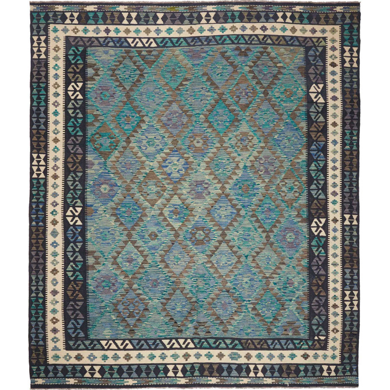 Rug Kilim Afghanistan 252x292 Teal Blue Cream I