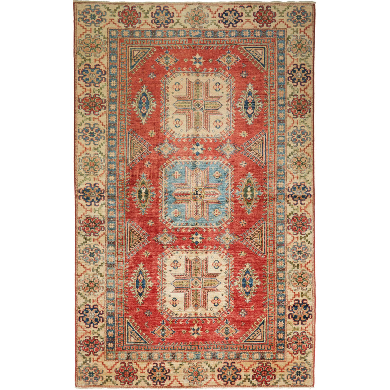 Tappeto Kazak Fine Pakistan 155x246 Rosso Terra