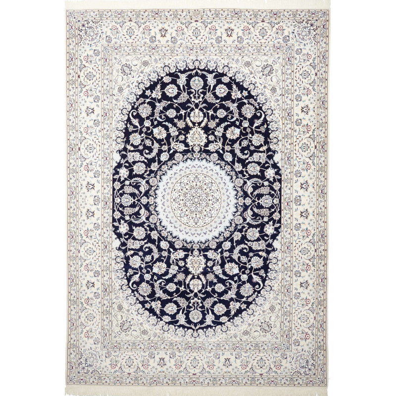 Tappeto Nain 6la Persia 214x305 Blu Notte Crema