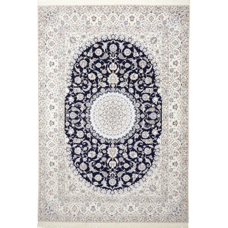 Tappeto Nain 6la Persia 214x305 Blu Notte Crema