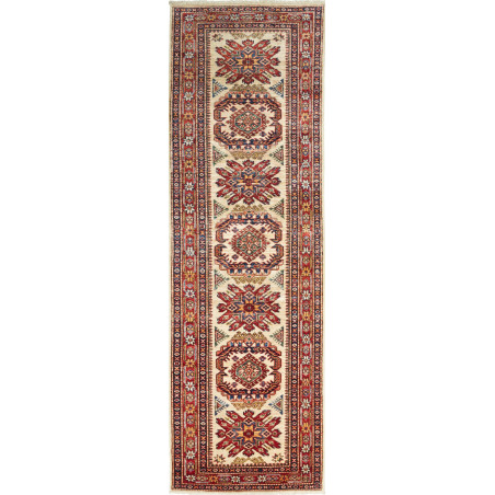 Tappeto Kazak Fine Pakistan 78x267 Crema Rosso