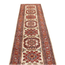 Tappeto Kazak Fine Pakistan 78x267 Crema Rosso