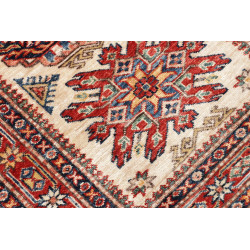 Tappeto Kazak Fine Pakistan 78x267 Crema Rosso