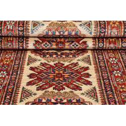 Tappeto Kazak Fine Pakistan 78x267 Crema Rosso