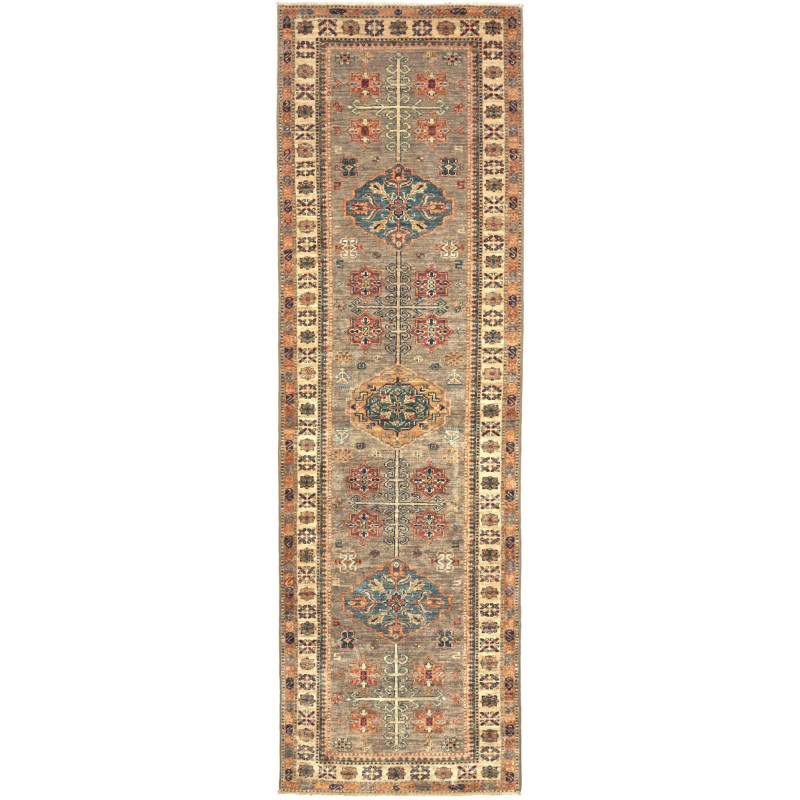 Tappeto Kazak Fine Pakistan 77x256 Grigio Taupe