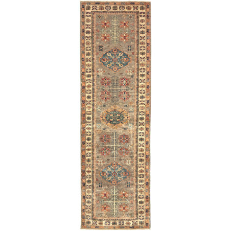Tappeto Kazak Fine Pakistan 77x256 Grigio Taupe