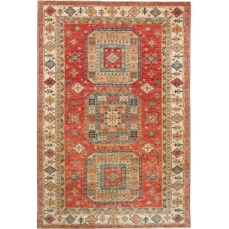 Tappeto Kazak Fine Pakistan 200x300 Rosso Terra