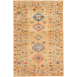 Rug Kazak Fine Pakistan 124x188 Gold Ochre Blue
