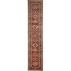 Rug Kazak Fine Pakistan 82x400 Red Beige Brown