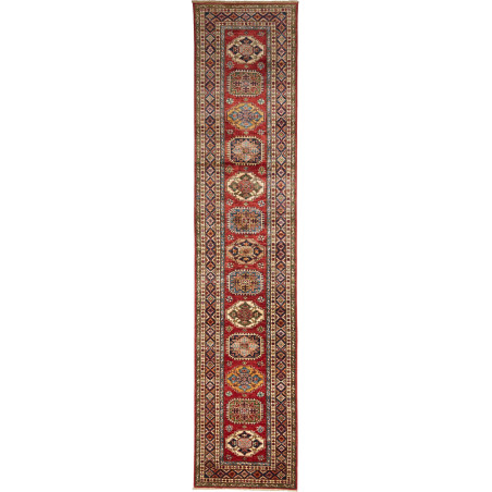 Rug Kazak Fine Pakistan 82x400 Red Beige Brown