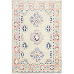 Rug Kazak Afghanistan 94x138 Beige Pink Dark Bl