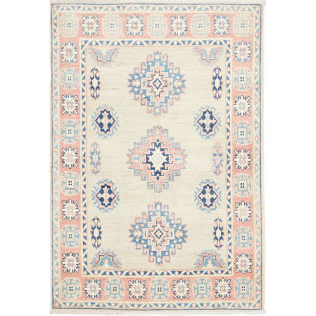 Rug Kazak Afghanistan 94x138 Beige Pink Dark Bl
