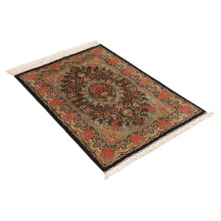 Tappeto Ghom Seta Persia 80x120 Nero Rosa Coral