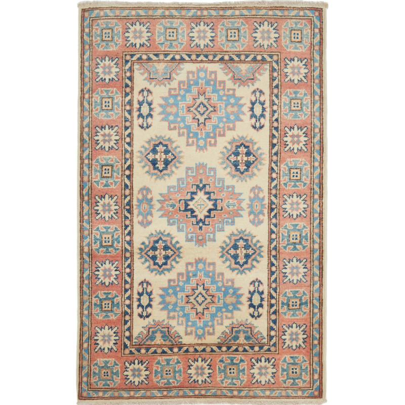 Tappeto Kazak Afghanistan 84x133 Crema Blu Chia