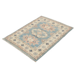 Tappeto Kazak Afghanistan 84x110 Azzurro Crema
