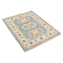 Tappeto Kazak Afghanistan 84x110 Azzurro Crema