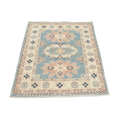 Tappeto Kazak Afghanistan 84x110 Azzurro Crema
