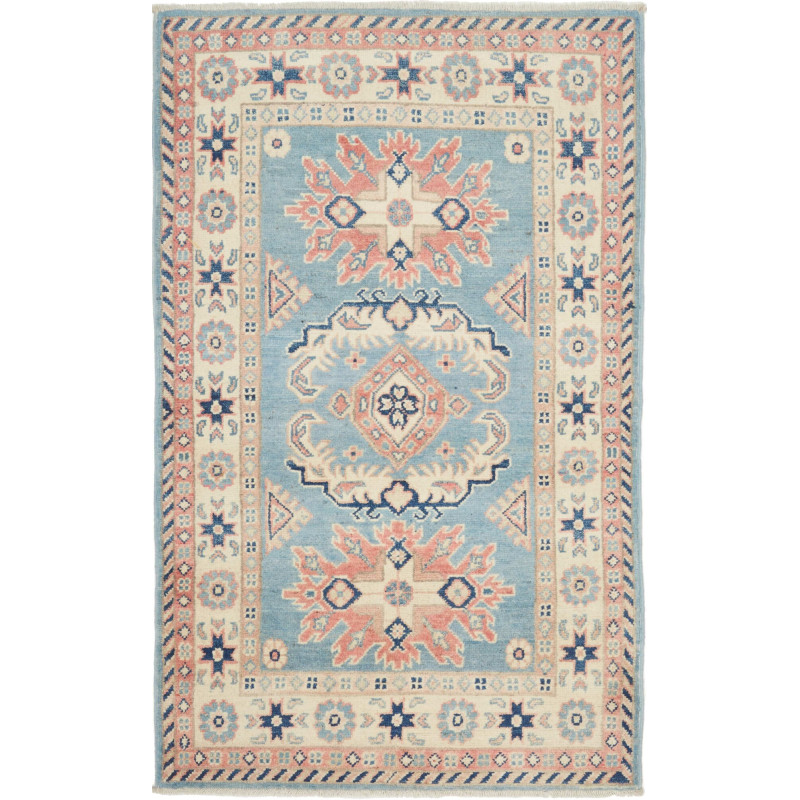 Tappeto Kazak Afghanistan 79x130 Azzurro Cielo