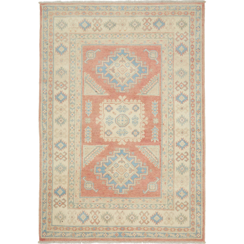 Rug Kazak Afghanistan 100x144 Coral Red Cream B