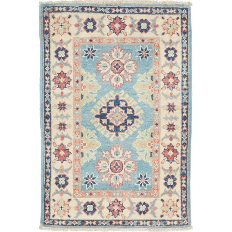 Tappeto Kazak Afghanistan 61x93 Azzurro Crema A