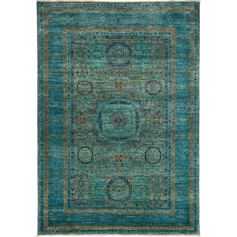 Tappeto Mamlouk Pakistan 123x179 Turchese Oro B