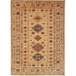 Tappeto Kazak Fine Pakistan 150x209 Beige Rosso