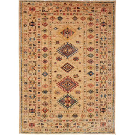 Tappeto Kazak Fine Pakistan 150x209 Beige Rosso