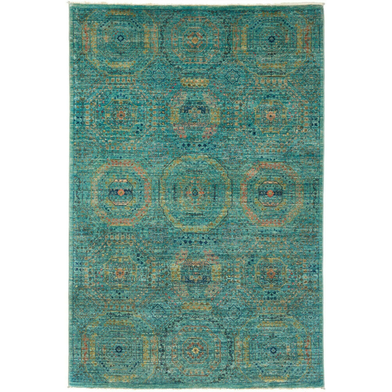 Tappeto Mamlouk Pakistan 124x189 Turchese Oro A