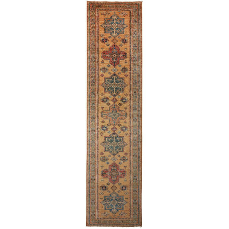 Tappeto Kazak Fine Pakistan 74x303 Ocra Blu Pet