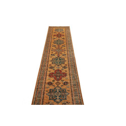 Tappeto Kazak Fine Pakistan 74x303 Ocra Blu Pet