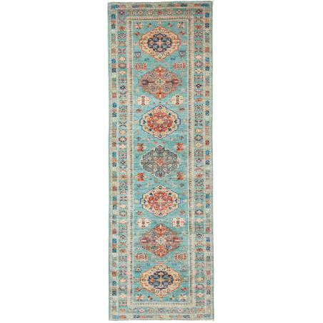Tappeto Kazak Fine Pakistan 83x250 Turchese Bei