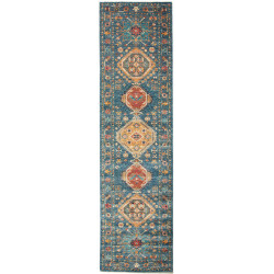 Tappeto Tribal Pakistan 80x298 Blu Petrolio Ara