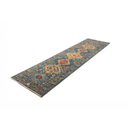 Tappeto Tribal Pakistan 80x298 Blu Petrolio Ara