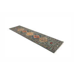 Tappeto Tribal Pakistan 80x298 Blu Petrolio Ara