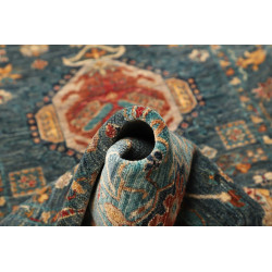Tappeto Tribal Pakistan 80x298 Blu Petrolio Ara