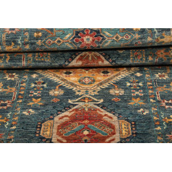 Tappeto Tribal Pakistan 80x298 Blu Petrolio Ara