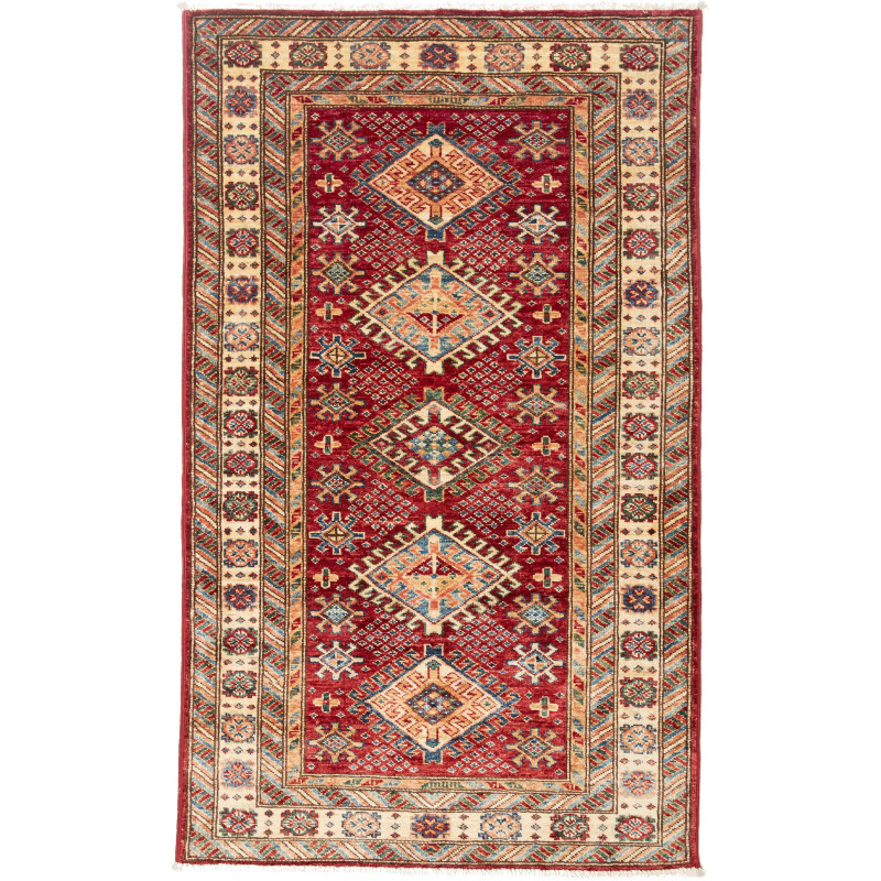 Tappeto Kazak Fine Pakistan 93x153 Rosso Crema