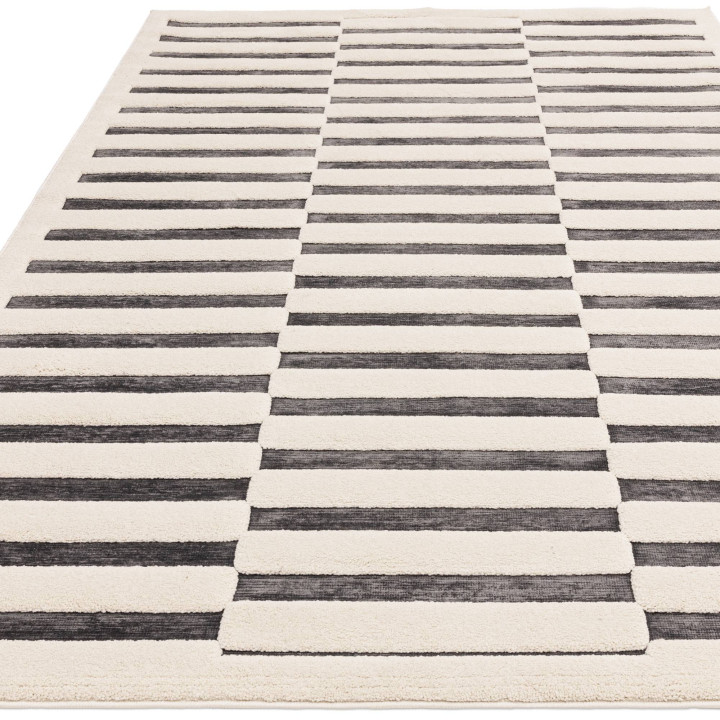 Rug Valley geometric white and anthracite 120x17