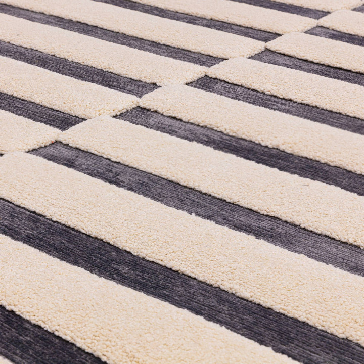 Rug Valley geometric white and anthracite 120x17