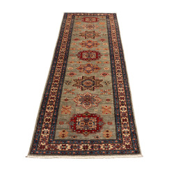 Tappeto Kazak Fine Pakistan 79x243 Verde Polver
