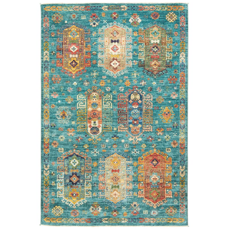 Tappeto Tribal Pakistan 126x189 Turchese Rosso