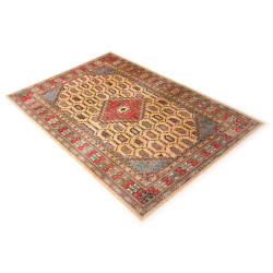 Rug Kazak Fine Pakistan 206x299 Cream Red Blue