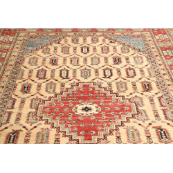 Rug Kazak Fine Pakistan 206x299 Cream Red Blue