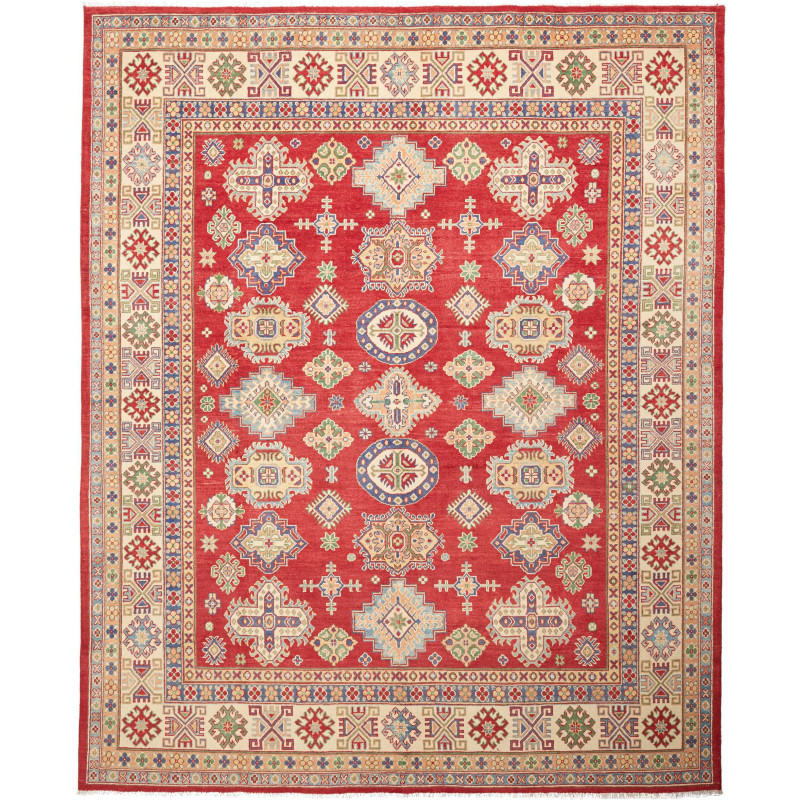Tappeto Kazak Pakistan 241x302 Rosso Crema Blu