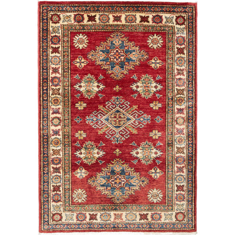 Rug Kazak Fine Pakistan 98x139 Scarlet Red Deep