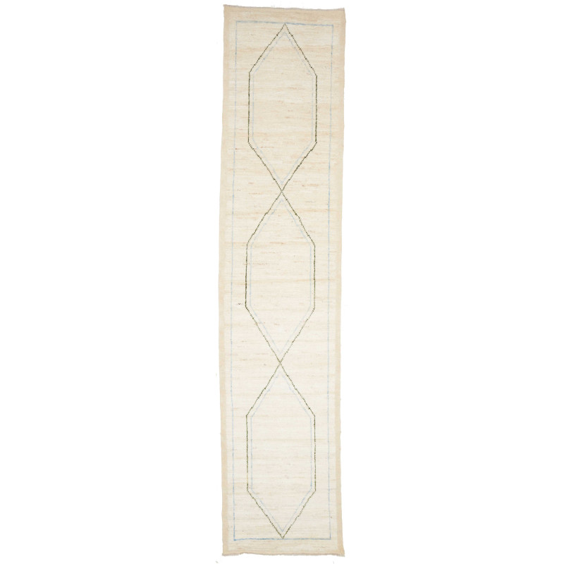 Tappeto Gabbeh Marrakech Pakistan 83x375 Bianco