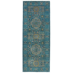 Tappeto Mamlouk Pakistan 79x208 Blu Petrolio Or