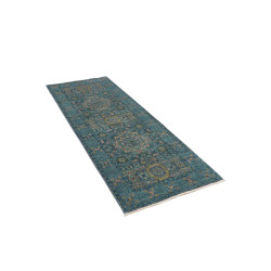 Tappeto Mamlouk Pakistan 79x208 Blu Petrolio Or