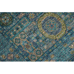 Tappeto Mamlouk Pakistan 79x208 Blu Petrolio Or