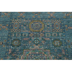 Tappeto Mamlouk Pakistan 79x208 Blu Petrolio Or